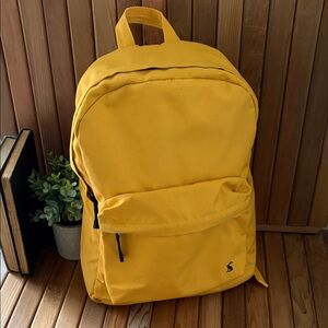 Joules Mustard Yellow Canvas Backpack Leopard Lined Bookbag